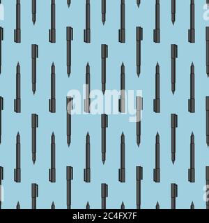 Stiftmuster, nahtloses Muster auf blauem Hintergrund. Stock Vektor