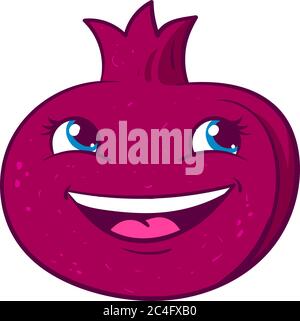 Lächelnder Granatapfel, Illustration, Vektor auf weißem Hintergrund Stock Vektor