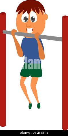 Mann tut Liegestütze, Illustration, Vektor auf weißem Hintergrund Stock Vektor