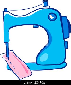 Blaue Nähmaschine, Illustration, Vektor auf weißem Hintergrund Stock Vektor