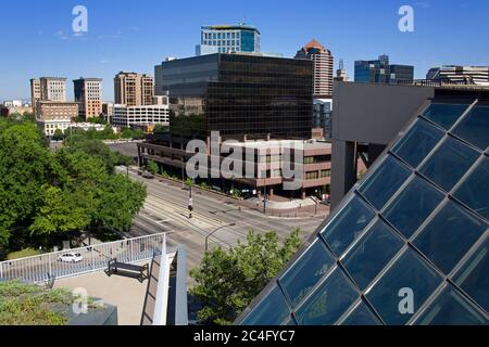 Blick von der Public Library Dachgarten, Salt Lake City, Utah, USA, Nordamerika Stockfoto