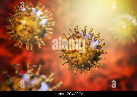 Computer Illustration ein Varizellen Zoster Virus-Partikel, die Ursache von Windpocken und Gürtelrose. Varizella-Zoster-Virus ist auch bekannt als menschliches Herpes-Virustyp 3 (HHV-3). Stockfoto