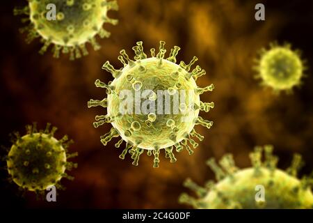 Computer Illustration ein Varizellen Zoster Virus-Partikel, die Ursache von Windpocken und Gürtelrose. Varizella-Zoster-Virus ist auch bekannt als menschliches Herpes-Virustyp 3 (HHV-3). Stockfoto