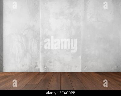 Betonwand und Holzboden, Illustration. Stockfoto