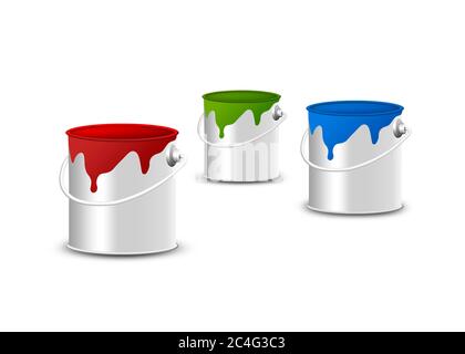 Malen Sie Eimer isoliert auf weißem Hintergrund Stockfoto