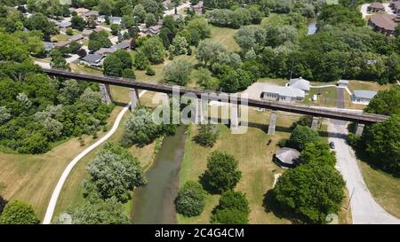 Kin Park Bridge Aerial - St Marys Ontario Kanada Stockfoto