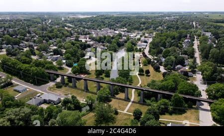 Kin Park Bridge Aerial - St Marys Ontario Kanada Stockfoto