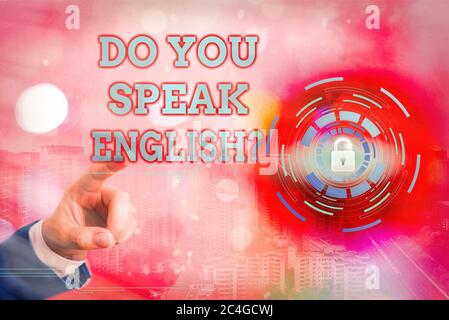 Handschrift Text schreiben Sprechen Sie Englisch Frage. Konzeptionelles Foto zu wissen, ob ein Mensch Englisch sprechen kann Stockfoto