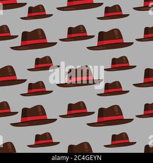 fedora hat nahtlose Muster Vektor Illustration Hintergrund Stock Vektor