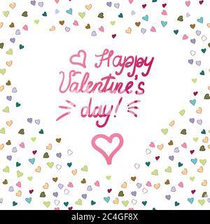 Vektorgrafiken. Herzförmiger Rahmen mit Happy Valentine s Day Schriftzug auf weißem Hintergrund. Abbildung. Stock Vektor