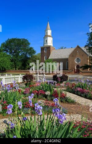 Bruton Gemeinde-Kirche, Colonial Williamsburg, Virginia, USA Stockfoto