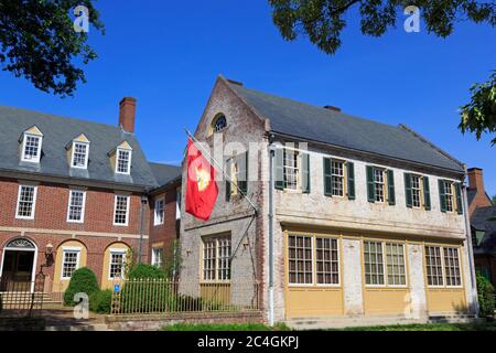 Goodwin Gebäude, des Händlers Square, Williamsburg, Virginia, USA Stockfoto