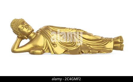 Goldene Buddha-Statue In Der Rücklage Isoliert Stockfoto