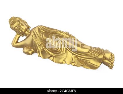 Goldene Buddha-Statue In Der Rücklage Isoliert Stockfoto