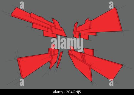 Sammlung von abstrakten geometrischen rechteckigen Design-Elementen in Perspektive Stock Vektor