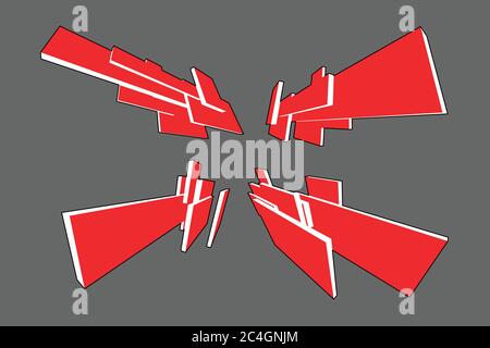 Sammlung von abstrakten geometrischen rechteckigen Design-Elementen in Perspektive Stock Vektor