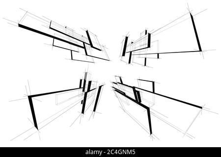 Sammlung von abstrakten geometrischen rechteckigen Design-Elementen in Perspektive Stock Vektor