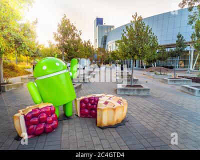Google Headquarters Gebäude und Google-Logo in Mountain VEW, Kalifornien USA Stockfoto
