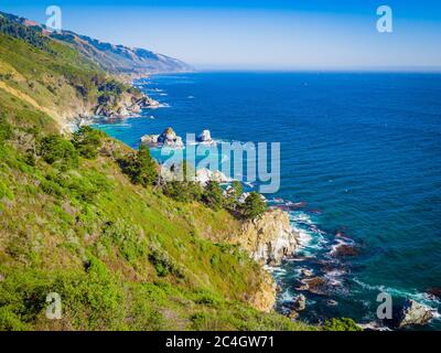 Bixby Creek Bridge, Highway 1 und Big Sur Coast von California California California Stockfoto