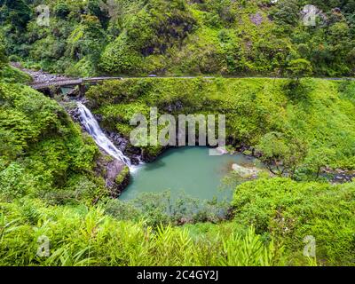 Maui, Hawaii Hana Highway Wailua Iki Falls Road nach Hana verbindet Kahului mit Hana Stockfoto