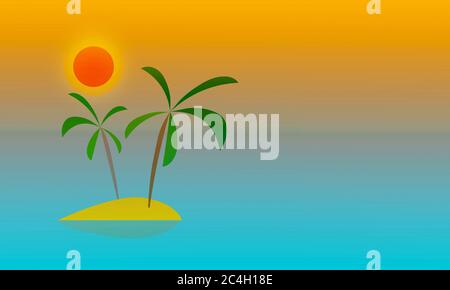 Klassische tropische Insel bei Sonnenuntergang Stockfoto