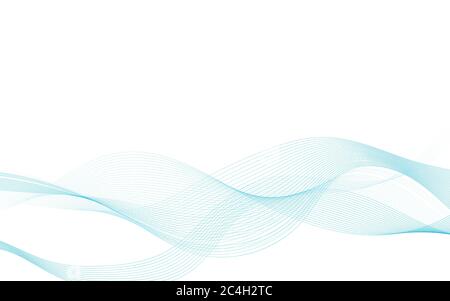 Abstrakter Vektor mit blauer Welle auf weißer Hintergrundgrafik überblenden. Stock Vektor