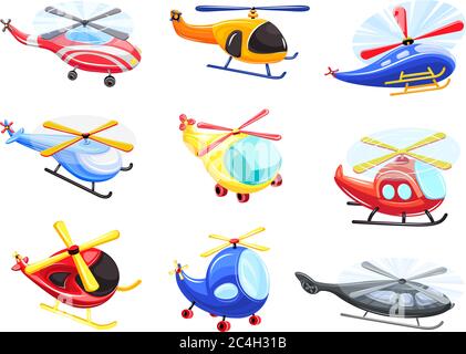 Hubschrauber Symbole gesetzt. Cartoon-Set von Hubschrauber Vektor-Icons für Web-Design Stock Vektor