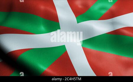 3D-Illustration einer wogenden Provinz Flagge des Baskischen (Spanien Land) Stockfoto