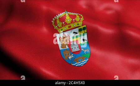 3D-Illustration einer wogenden Provinzflagge von Avila (Spanien) Stockfoto