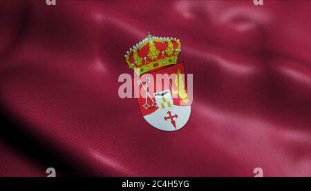 3D-Illustration einer wehenden Provinzflagge von Albacete (Spanien Land) Stockfoto