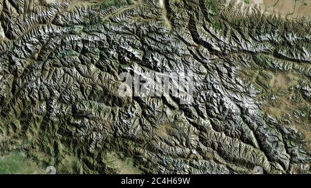 Nördliche Gebiete, zentral verwaltete Gebiet von Pakistan. Satellitenbilder. Form, die gegenüber dem Landesgebiet umrissen ist. 3D-Rendering Stockfoto