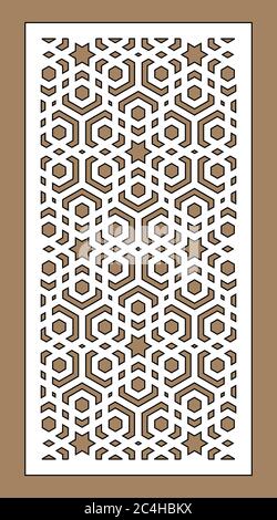 Schablone für Laserschneiden. CNC Dekor Muster, Jali Design, Innenwand. Islamisches, arabisches Laserschneidemuster Stock Vektor