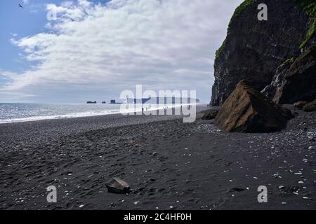 Reynisfjara Südisland Schwarzer Strand Stockfoto