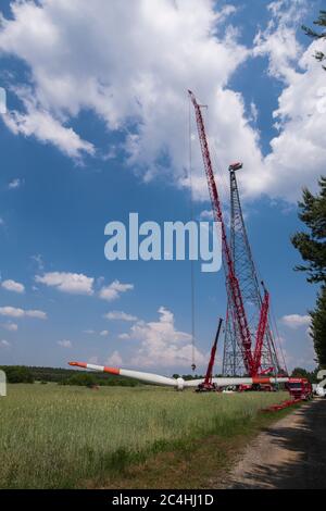 Baustelle eines Windkraftwerks Stockfoto
