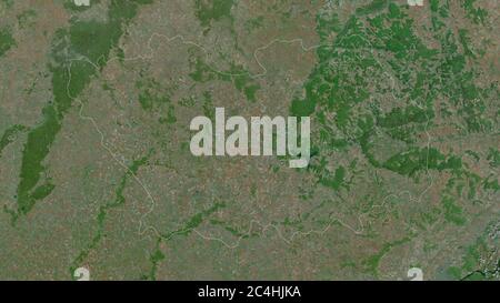 Penza, Region von Russland. Satellitenbilder. Form, die gegenüber dem Landesgebiet umrissen ist. 3D-Rendering Stockfoto