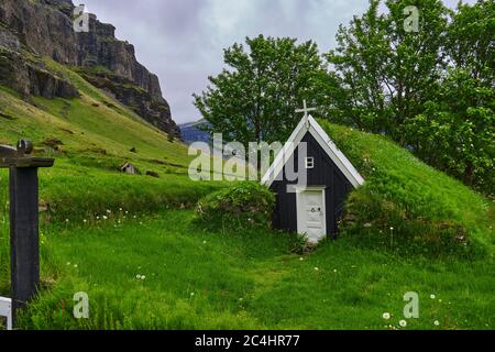 Nupsstadur, malerischer alter Bauernhof im Südosten Islands Stockfoto