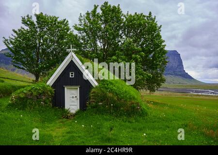 Nupsstadur, malerischer alter Bauernhof im Südosten Islands Stockfoto