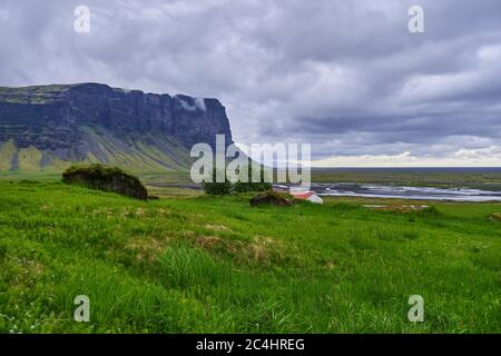 Nupsstadur, malerischer alter Bauernhof im Südosten Islands Stockfoto