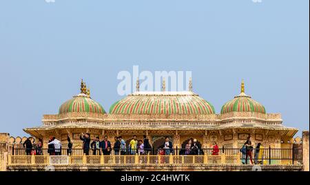 Jaipur, Rajasthan, Indien; Feb, 2020 : Ansicht des Pavillons Dach bei Amber Fort, Jaipur, Rajasthan, Indien Stockfoto