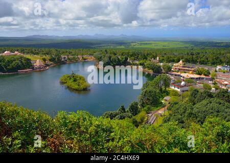 Blick von oben auf den Grand Bassin See, Mauritius Stockfoto