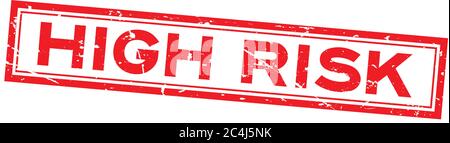 Grunge rot Hochrisiko Wort quadratische Gummidichtung Stempel auf weißem Hintergrund Stock Vektor