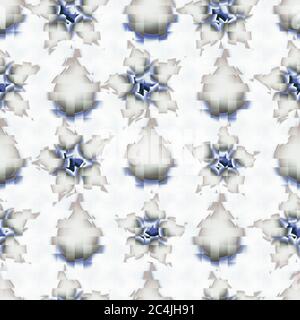 Pfirsich und blau gefärbte Gitter und 3d-Effekt Blume geformt nahtloses Muster Stockfoto