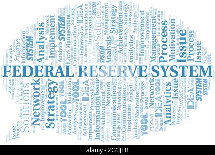 Federal Reserve System Typografie Vektor Wort Wolke. Wordcloud Collage nur mit dem Text gemacht. Stock Vektor