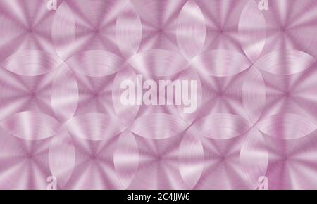 Abstrakt glänzend Metall Hintergrund mit kreisförmigen gebürsteten Textur in rosa Farben Stock Vektor