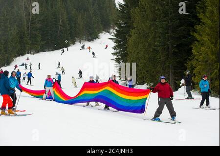 Whistler, BC, Kanada: Winter Pride Ski Out and Parade – Stock Photo Stockfoto