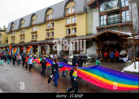 Whistler, BC, Kanada: Winter Pride Ski Out and Parade – Stock Photo Stockfoto