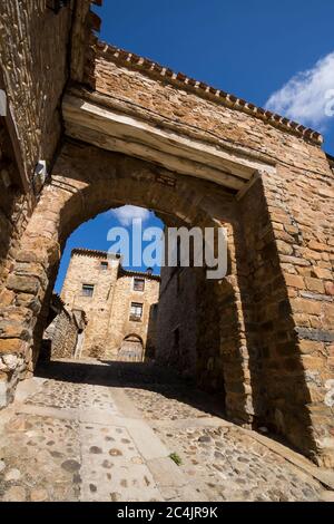 Yanguas ist eines der schönsten mittelalterlichen Dörfer in Soria und Spanien. Stockfoto