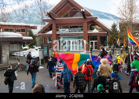 Whistler, BC, Kanada: Winter Pride Ski Out and Parade – Stock Photo Stockfoto