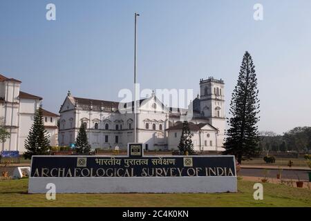 Die S Catedral de Santa Catarina in Velha Goa, (Old Goa), Indien. Stockfoto