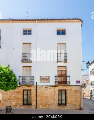 Haus, wo der Dichter Antonio Machado lebte. DER TEXT 'AQUI VIVIO EL POETA D ANTONIO MACHADO EL CIT EN EN CENTENARIO DE SU NACIMIENTO' BEDEUTET HIER GELEBT Stockfoto